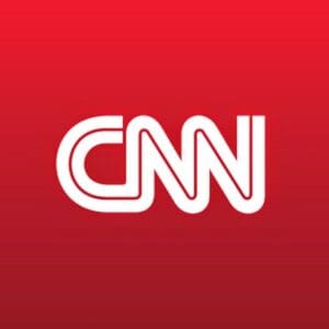 A cnn logo on a red background