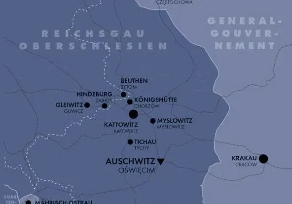 Map of Auschwitz and surrounding areas.